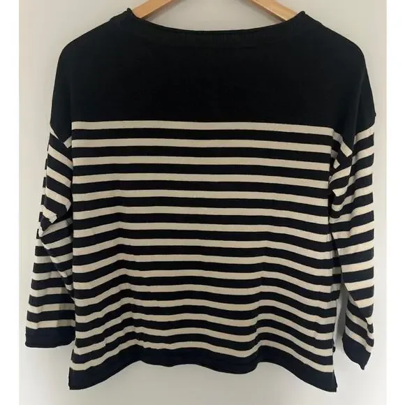 Pact 100% Organic Cotton Crew Neck Sweater Charcoal Gray and Cream Small - Picture 2 of 6